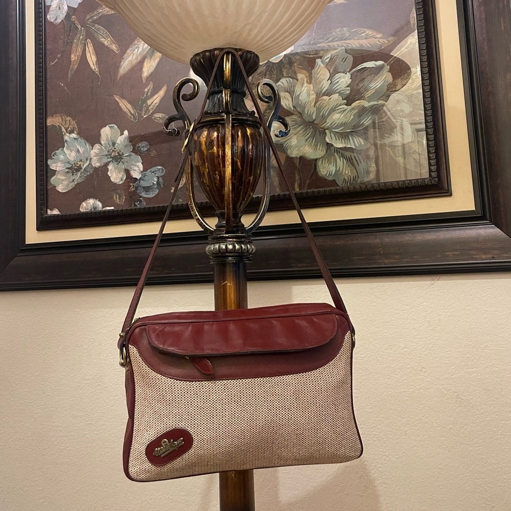 Etienne Aigner Red and Tan Crossbody Bag